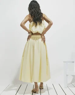 Yellow Poplin Bubble Hem Skirt