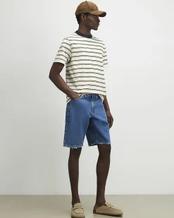 Yellow Regular Fit Cotton Stripe T-Shirt