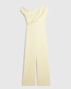 Yellow Short Sleeve Asymmetric Drape Jumpsuit