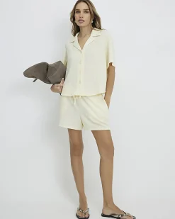 Yellow Short Sleeve Textured Shirt
