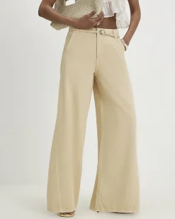 Yellow Skinny Belt Wide Leg Jeans