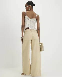 Yellow Skinny Belt Wide Leg Jeans