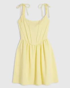 Yellow Tie Shoulder Corset Mini