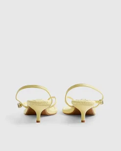 Yellow Toe Thong Low Heeled Sandals