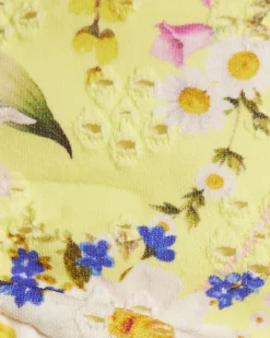 Yellow Triangle Daisy Broderie Bikini Top